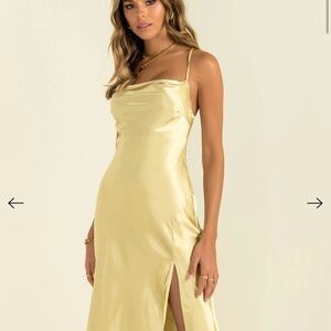 Yellow Satin Slip Dress